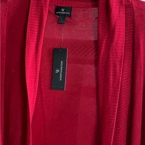 Sleek cardigan long sweater.  Cranberry Red, Large *NEW*